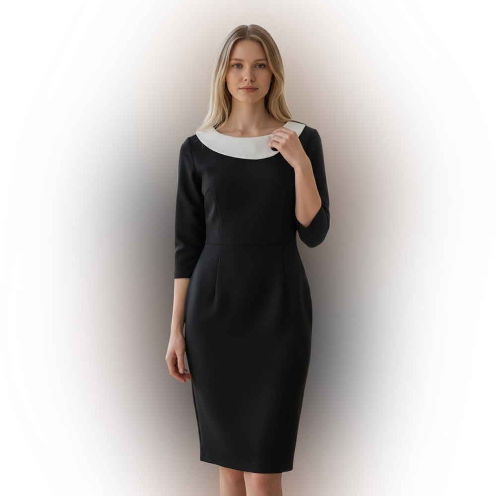 Allegra K Black and White Long Sleeve Dress - Picture 2 of 6